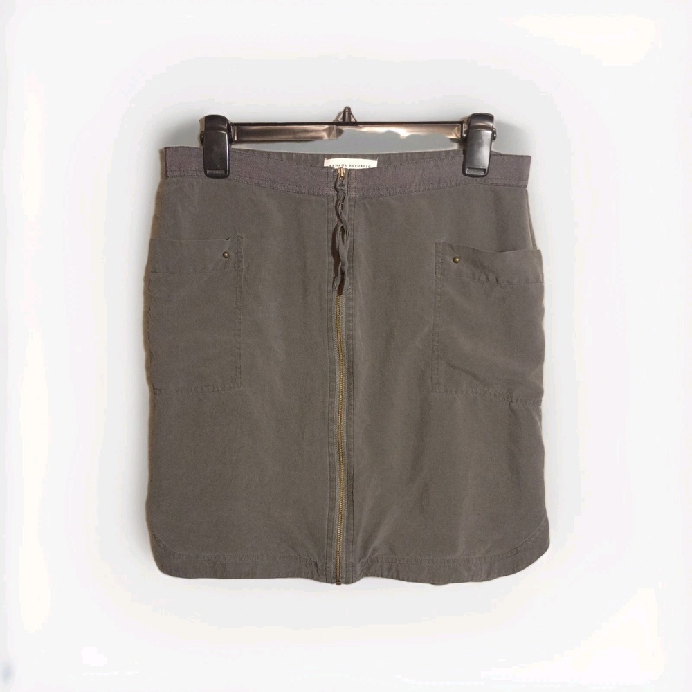 Vtg 90s Y2K Banana Republic 100% Silk Full Zip‎ Mini Skirt Dark Gray Size 8